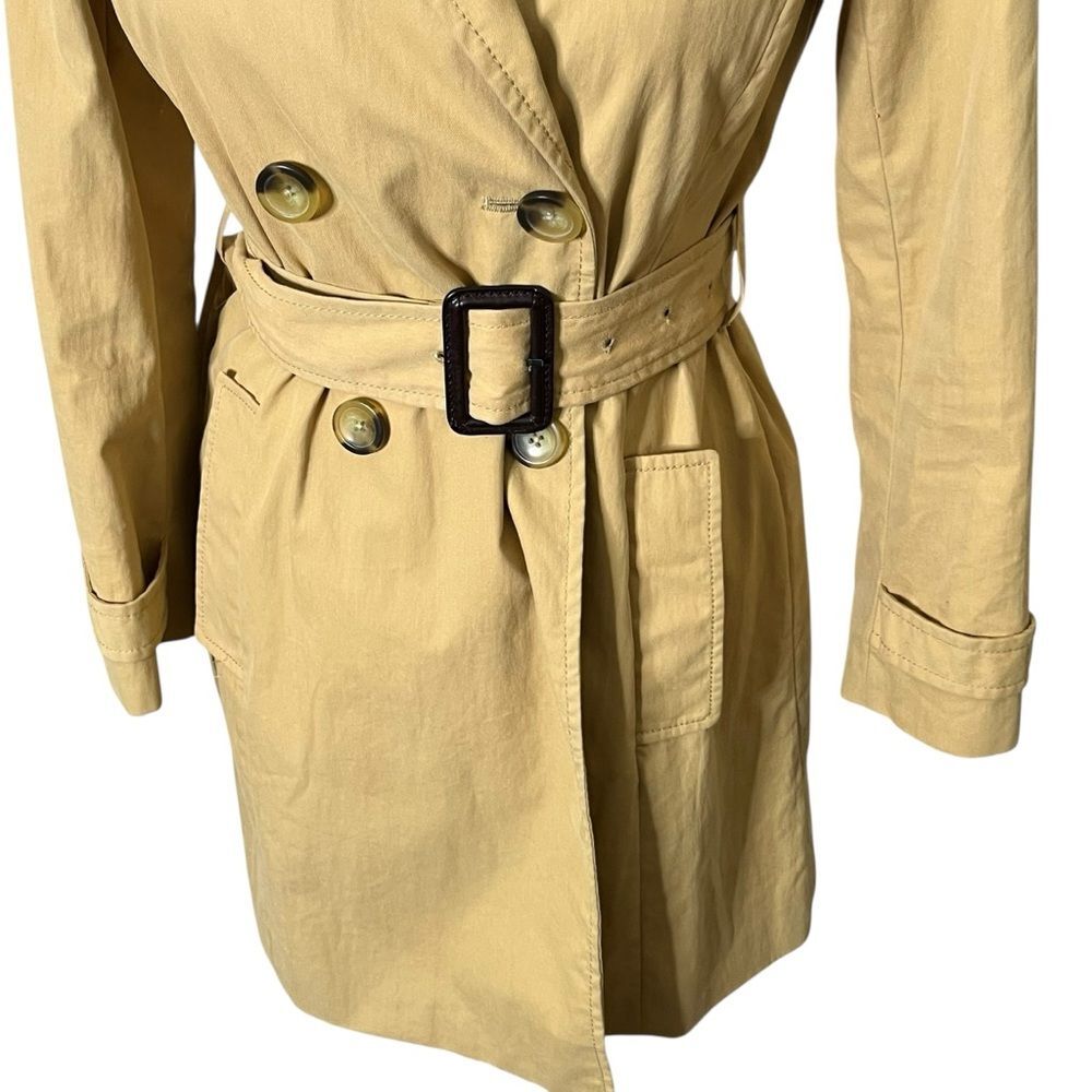 J.Crew Icon Trench Coat Size 0P Khaki Tan Double Breasted Classic Petite - Picture 6 of 10